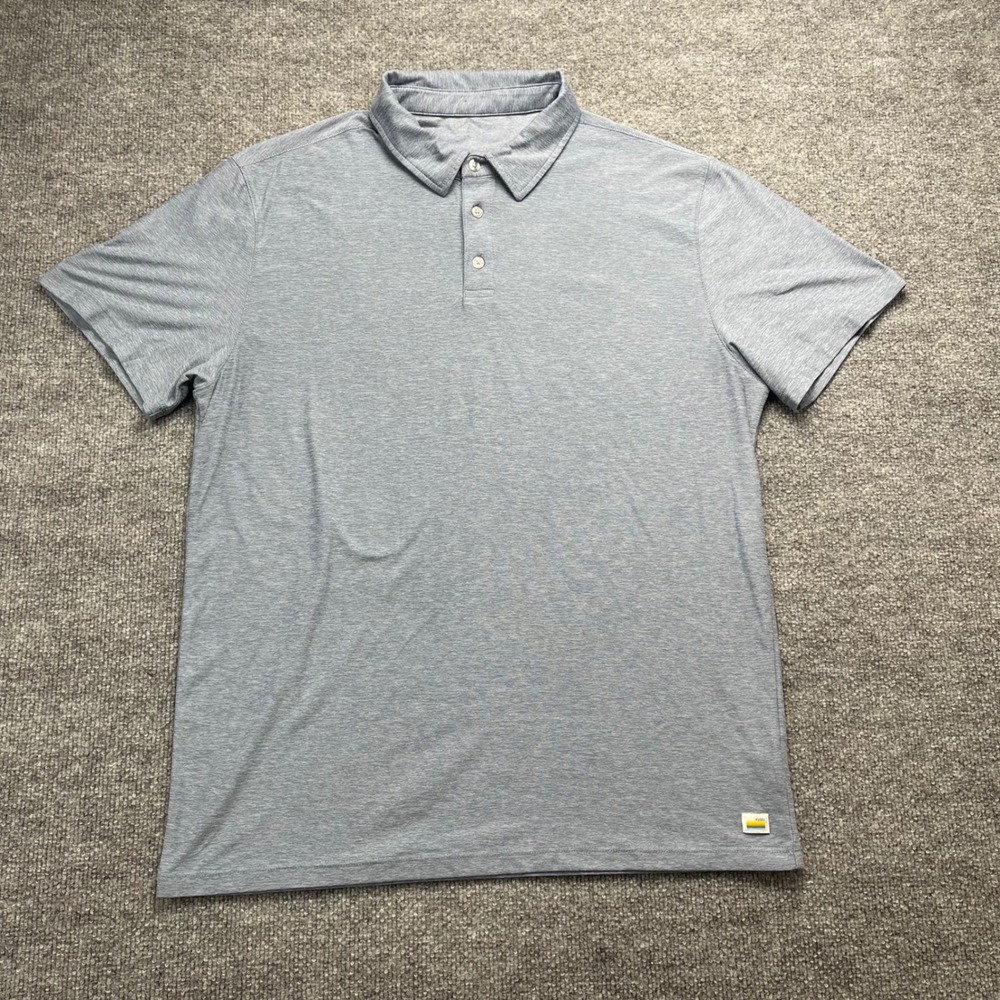 Vuori Strato Tech Polo Mens Large Light Blue Heather Short Sleeve Golf V188